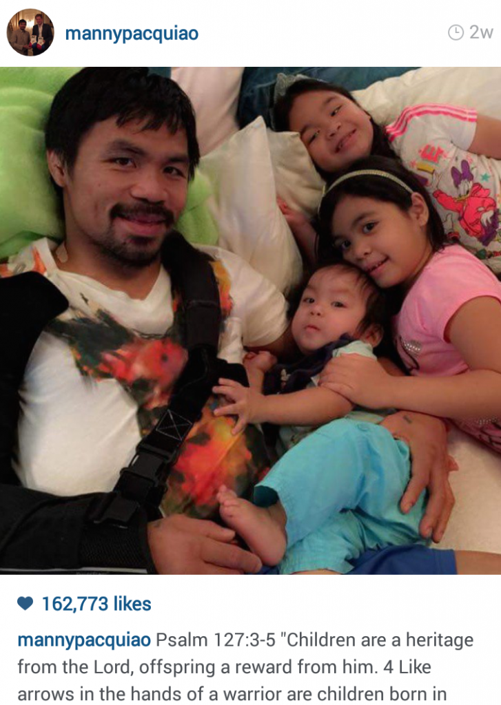 Manny Pacquiao dành nhiều thời gian cho gia đình sau trận so găng "thế kỷ".