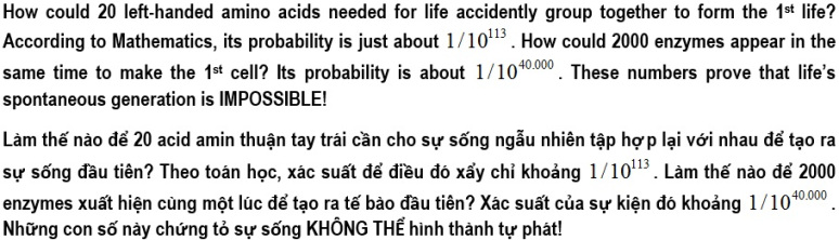 Xác Suất Để Sự Sống Hình Thành Tự Phát - Phần 1: Kịch bản của nồi súp nguyên thủy