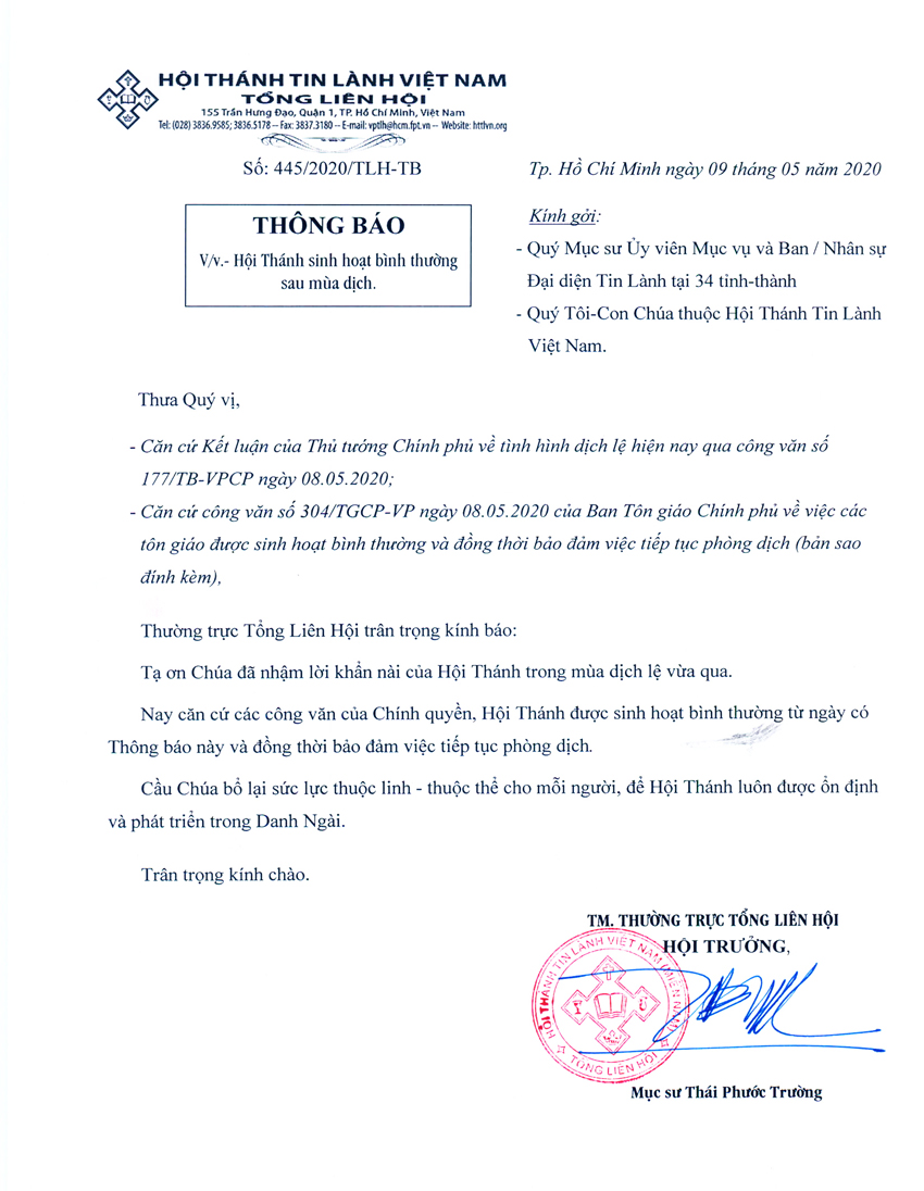Tin Ảnh: Hoạt Động Tôn Giáo Các Hội Thánh Tin Lành Khu Vực Tp. Cần Thơ Trở Lại Bình Thường Sau Dịch COVID-19 Ngày Chúa Nhật 10/05/2020