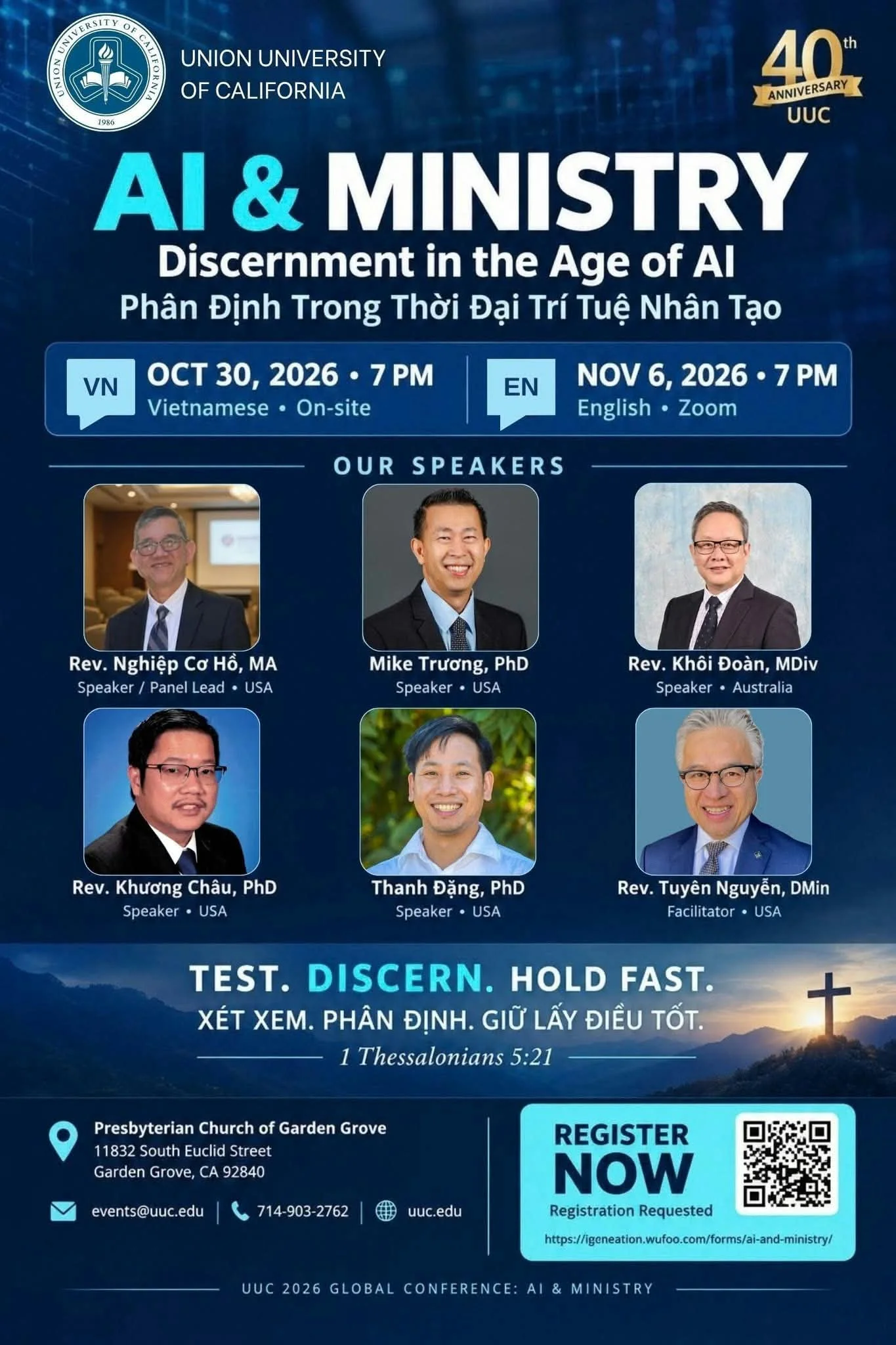 Poster Hội thảo AI & Chức vụ – UUC 2026 Global Conference: AI & Ministry