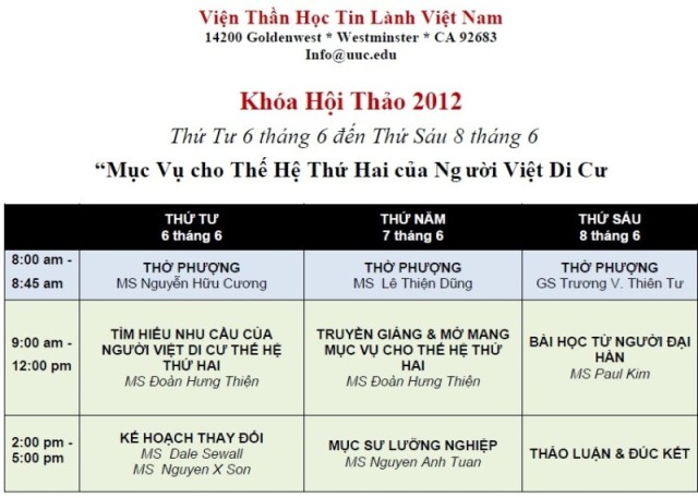 Hội Thảo: Mục Vụ Cho Thế Hệ Thứ Hai Của Người Việt Di Cư