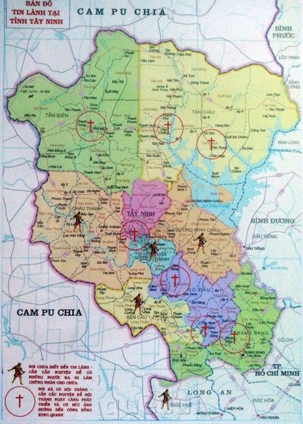 Bản đồ mô tả sự hiện diện của Tin Lành trong tỉnh